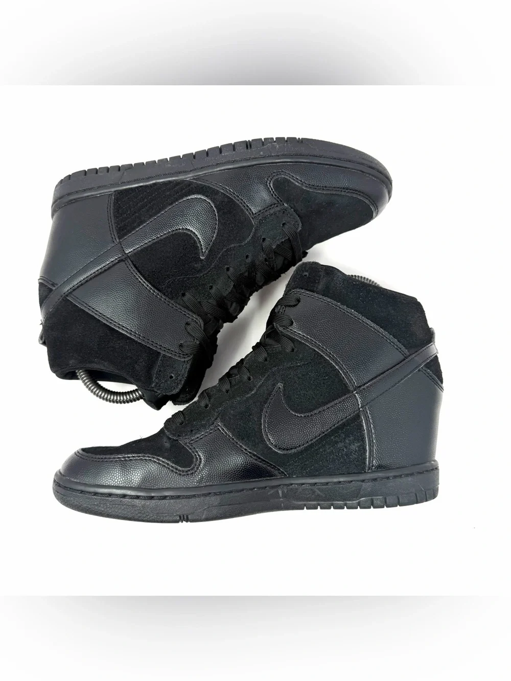 Nike Women’s Dunk Sky Hi Hidden Wedge Sneakers Sz 9 Black Suede Shoes 528899-004